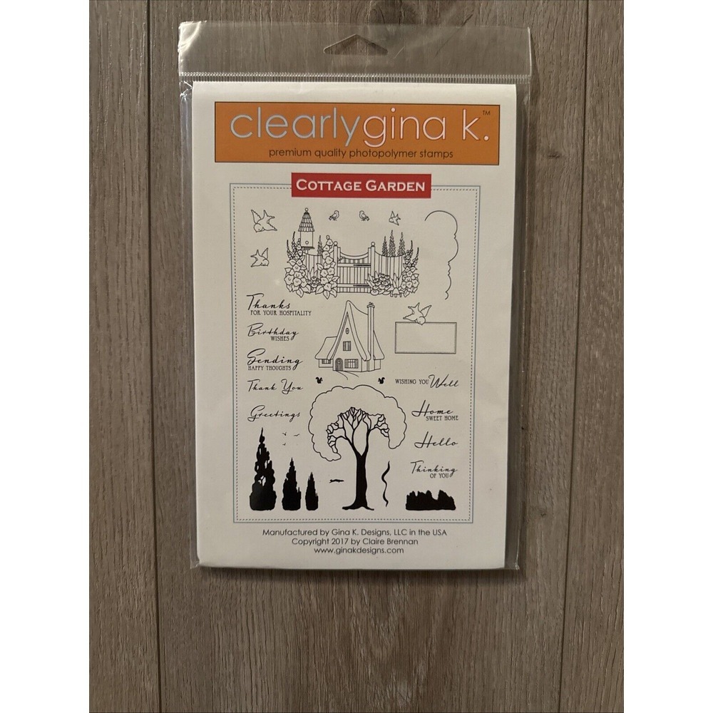NEW Clearly Gina K. Photopolymer Stamps Cottage‎ Garden